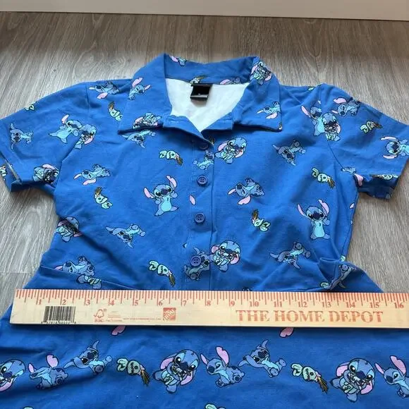 Disney Women's Stitch Polo Skater Dress Blue Lilo & Stitch Fit Flare Small - Picture 6 of 9